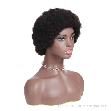 Wholesale Short Afro Curly Wig Pixie Cut Machine Made Wigs Short Human Hair Wigs for Black Women Natural Color 8inch Long